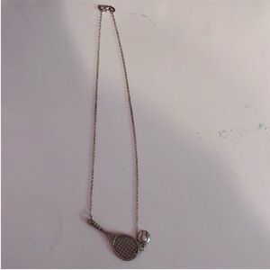 Silver Tennis Racket Pendant Necklace